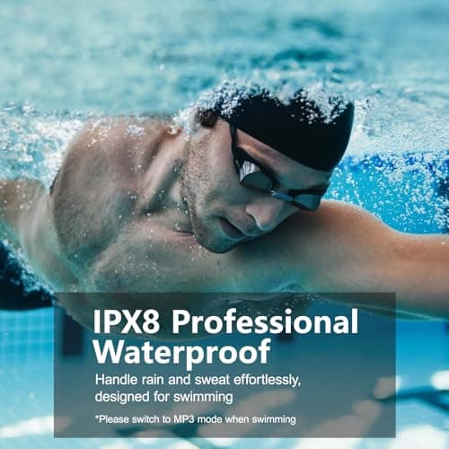 Bone Conduction Headphones for Swimming, IPX8 Waterproof Swimming Headphones with 32GB MP3 Memory and Bluetooth 5.4, Underwater Earbuds Secure Fit Open Ear Sports Headphones for Running, Cycling - Thumbnail 2