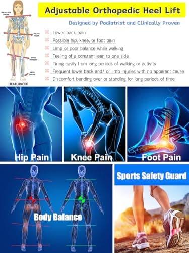 Heel Lift for Leg Length Discrepancy, Heel Pain Relief 【US Made Materials】 Orthopedic Heel Increase Inserts for Plantar Fasciitis, Heel Height Adjustment (2 Pairs (Black), M 8.5-12 / W 10-13) - Thumbnail 3
