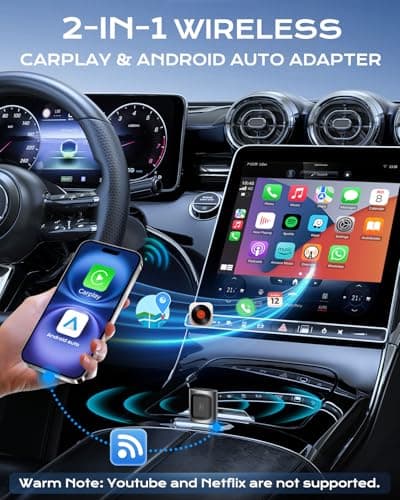 AuroraLink Wireless Carplay & Android Auto Adapter 2-in-1 Stable & No Delay Carplay Wireless Adapter Convert Wired to Wireless Car Play Dongle for iOS 10+/Android 11+ - Thumbnail 2