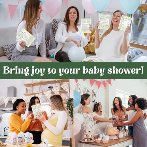 Woodamore Elephant Baby Shower Games for Boy Girl - Set Of 4 Funny Baby Games For Baby Shower Party, Baby Shower Bingo Cards, Baby Word Scramble Mommy Or Daddy Game Green Baby Shower Decorations - Thumbnail 3
