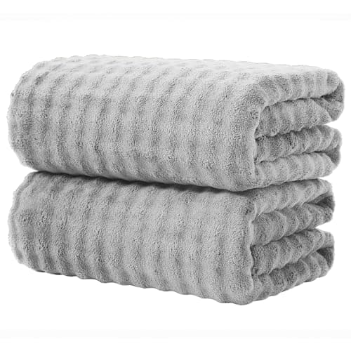 KBY Bath Towels Set of 2, Extra Large Bath Sheets 40X80 Inches,Quick Dry, Ultra Soft，Durable & Super Absorbent Oversized Bathroom Towel Sets for Adults, Gym, Spa, Pool & Hotel（ Gray）