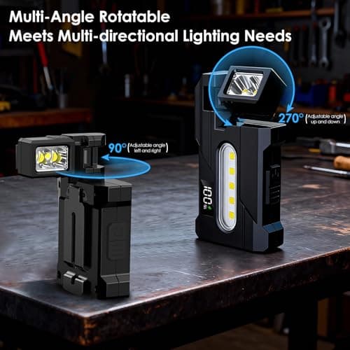 G5 EDC Flashlight – 2Pcs 400 Lumens Super Bright Rechargeable Mini Light with 270°Rotatable Magnet, 3 Modes Dual Light, 1200mAh Portable Flat Pocket Flashlights for Outdoor Camping Daily Carry (2Pcs) - Thumbnail 4