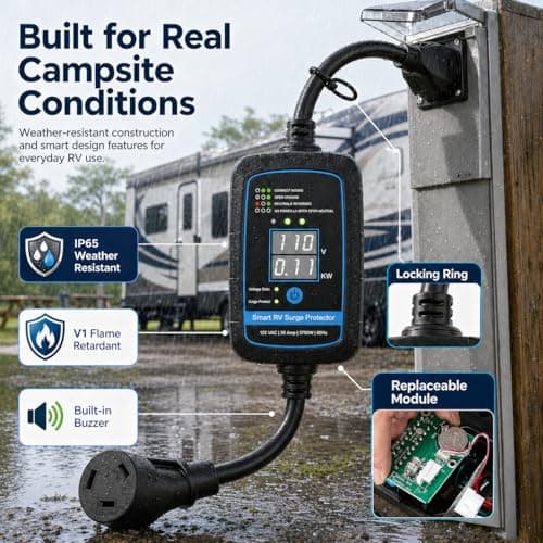 Bluetooth Smart RV Surge Protector 30Amp |Rv Surge Protector Circuit Analyzer App Control Replaceable Module UL Listed– LED Large Screen Real-Time Circuit Analyzer for Camper & Travel Trailer - Thumbnail 6