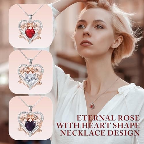 iceevery Bule Preserved Roses with Rose Necklace,Sky Blue Zircon Pendant with to My Love Greeting Card,Forever Rose Gift Jewelry Box,Romantic Gifts for Her,I Love You Gift - Thumbnail 4