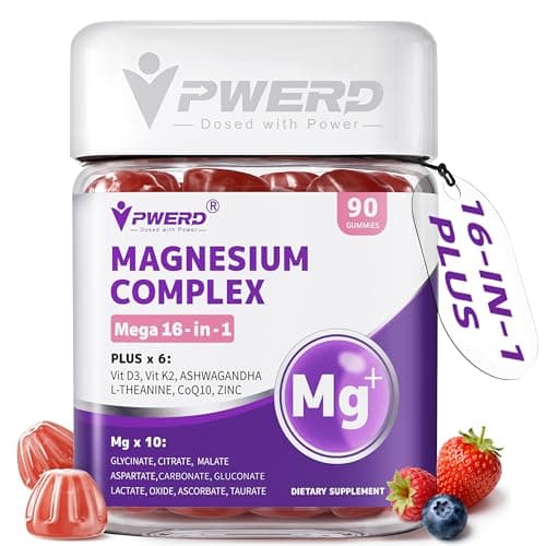 PWERD Magnesium Sleep | Magnesium Complex for Women & Adults | Gummies with Glycinate Citrate 16-in-1 Formula-Deep-Calm for Relaxation, Muscle, Bone, and Energy Support* No Added Sugar, 90 Gummies - Image 1