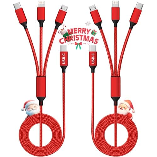 USB C Multi Charging Cable, (2 Pack 4FT), 3 in 1 Charging Cable Nylon Braided Universal Charging Cable with Type-C, Micro USB,IP Port for iPhone16/15 Series/Cell Phones & Pads and Other Devices