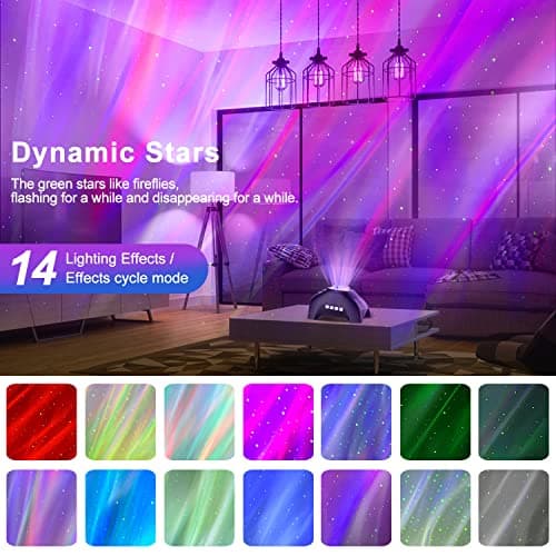 Star Projector, CIMELR Northern Galaxy Aurora Lights Projector with 33 Light Effects Bluetooth Speaker & White Noise, Remote Control Night Light for Bedroom, Room Decor, Party, Gift for Kids Adults - Thumbnail 2