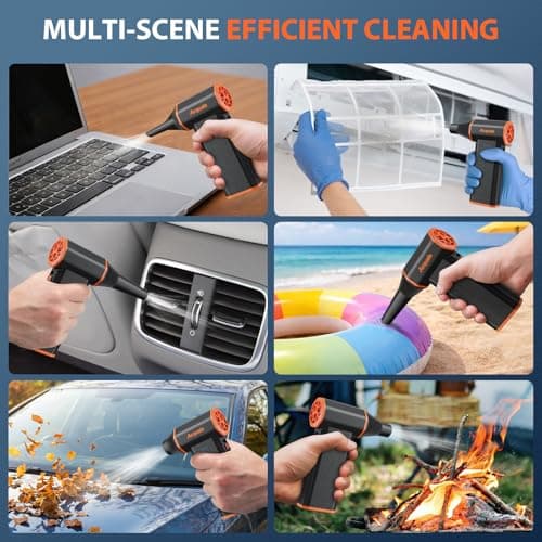 Electric Air Duster, 160000RPM Ultra Powerful Compressed Air Duster, 3-Gear Adjustable Air Blower, Rechargeable Cordless Mini Blower for Keyboard, Computer, Electronics, Car, Home & Outdoor Cleaning - Thumbnail 4