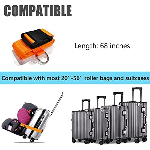 Car Seat Belt Strap to Suitcase, Convert Kid Car Seat and Carry-on Luggage to Airport Stroller Carrier,Safe Travel Solution for Transport (Orange) - Thumbnail 2