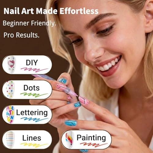 12 Colors Nail Art Pens & Nail Markers Set, 0.5mm Ultra-Fine Tip Acrylic Paint for Nail Painting & DIY Manicure, Water-Based Quick Dry Design Tools, Easy for Everyone, Easter Basket Stuffers (24PCS) - Thumbnail 2