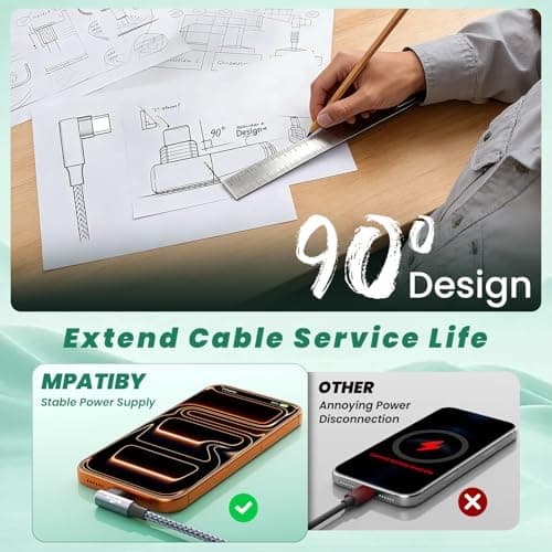 USB C Splitter Multi Charging Cable, Right Angle USB A/C to USB C Cable,4 in 2 Multiple Nylon Braided Car Charger Cord with 4 Type-C Connectors Compatible with iPhone 17 16 Pro Max/Tablets-1Pack 5Ft. - Thumbnail 2