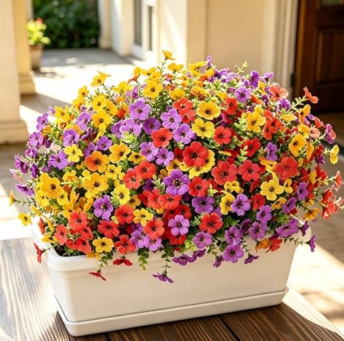 HIFIDECKY Artificial Flowers for Outdoors 16 Bundles Fake Flowers Fake Plants Spring Summer Decoration UV Resistant Fake Silk Flowers for Porch Patio Home Planter Window Box Yard Garden Decor - Image 1