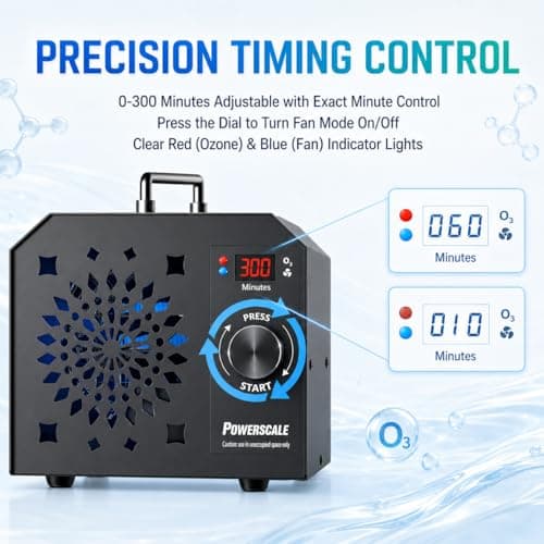 Powerscale OZB2 Commercial Ozone Generator 150,000mg/h for Airbnb Turnovers, Cleaning Business & Large Spaces — Industrial Ozone Machine Odor Removal, Air Purifier for Homes, Offices, Black - Thumbnail 5