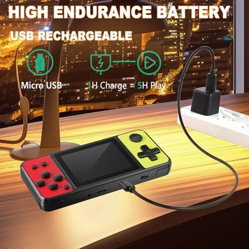 KAVOYI 32 Bit Handheld Games for Kids Built-in 139 Retro Video Games,3.0" IPS Screen Rechargeable Portable Arcade Gaming Player,Electronic Travel Toys for Boys Girls Birthday Yellow-Red - Thumbnail 5