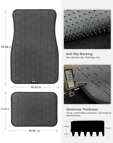 OEMATS Ultra Durable Car Floor Mats, Premium PVC Coil All-Weather Automotive Floor Mats, Universal Fit with Anti-Slip Nibbs Backing, Waterproof | Wear Resistant | Flame Retardant, Black 4PCS - Thumbnail 3