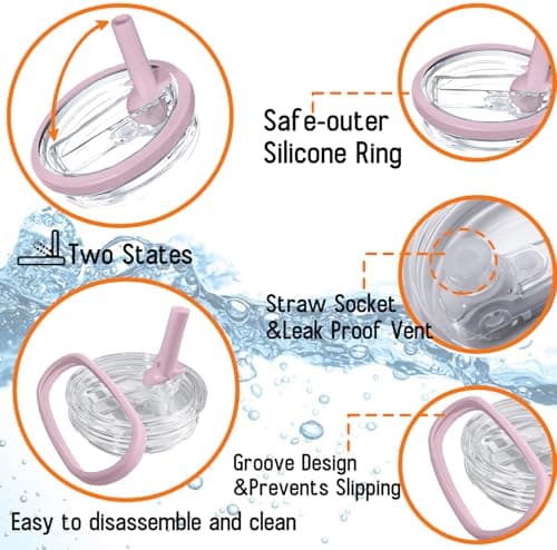 Aooiiysd 2 Pack Stanley Lids 40 oz Leakproof, Replacement Fit for Stanley Quencher H2.0 (Only), Spill-Proof Design, High-End Anti-Fall And Heat-Resistant Material Cup (Purple) - Thumbnail 2