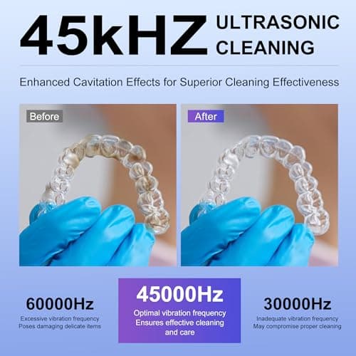 Ambiora Ultrasonic Retainer Cleaner Machine, 45kHz ultrasonic cleaner for denture/Jewelry/Toothbrush with 4 Cleaning Modes, Digital Timer, 200ML Mouth Guard Cleaner for Aligner - Thumbnail 4