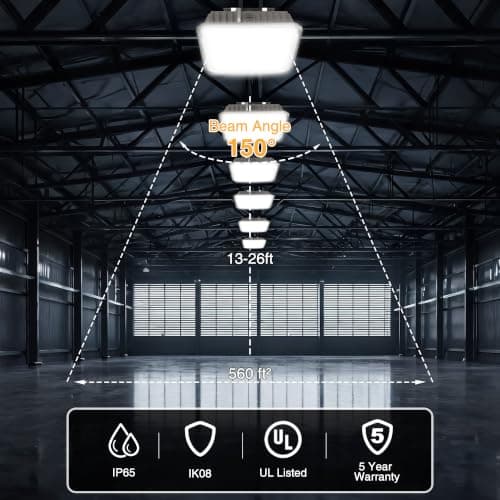 LED Canopy Lights, 100W, 14000LM, 5000K, 0-10V Dimmable, 120-277VAC, IP65 Waterproof, UL Listed, Commercial LED Canopy Lights Outdoor for Gas Station, Carport, Parking Garage, Warehouse, 1 Pack - Thumbnail 3