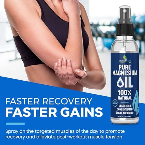 Pure Magnesium Oil Spray 8oz - Topical Magnesium Spray for Sleep Extra Strength - Less Sting - Less Itch - 100% Natural and Organic Oil - Made in USA - Thumbnail 5