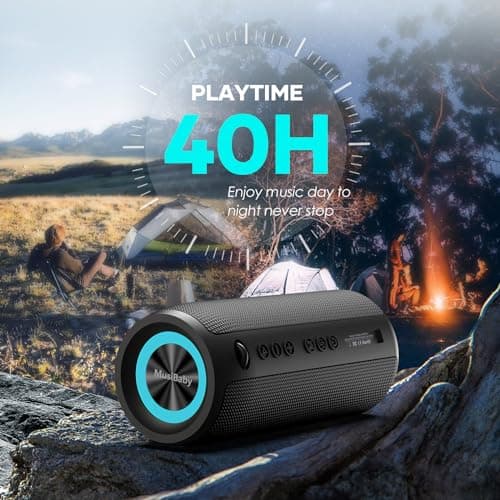 Bluetooth Speaker IPX6 Waterproof.Musibaby M88pro with Loud Stereo Sound,Portable Wireless Speaker,40H Battery,Bluetooth 5.3,Dual Pairing, Shower Outdoor Speaker for Party, Beach, Gifts Ideal. - Thumbnail 3