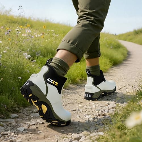 Kalkal Men's Rubber Boots, Waterproof Ankle Rain Boots, Insulated Working Booties with Comfortable Sports Sole, Outdoor Mud Boots for Yard Chore (Seaweed Green,Size8) - Thumbnail 2