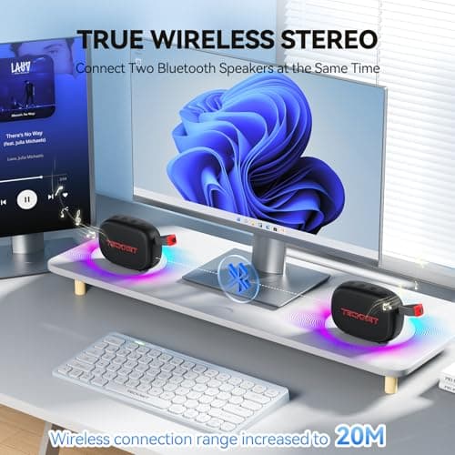 TECKNET Portable Bluetooth Speaker, IP67 Waterproof Speaker with Stereo Sound, Up to 30H Playtime, Magnetic Design, BT 5.4, TWS Pairing Small Bluetooth Speaker for Home/Party/Outdoor/Travel - Thumbnail 4