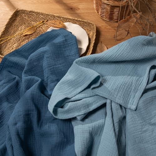 GLLQUEN BABY Muslin Swaddle Blankets, 2-Pack Neutral Receiving Blanket Swaddling for Newborn Boys and Girls, Breathable Swaddle Wrap for Infant, Baby Essentials, Registry & Gift, 40 x 38 inches - Thumbnail 5
