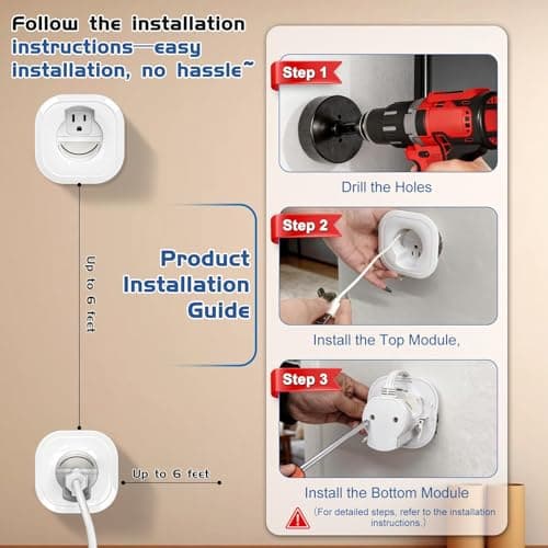 Naerza in wall Cable Management kit W/Hole Saw & Drill Template Power & Low Voltage Wire Cable Management Box Safe Fire-Resistanttv Cable Hider wall kit for Wall Mounted TV Home Theater - Thumbnail 6
