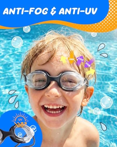 Aegend Swim Goggles for Kids Age 3-8 (Black) - Thumbnail 4