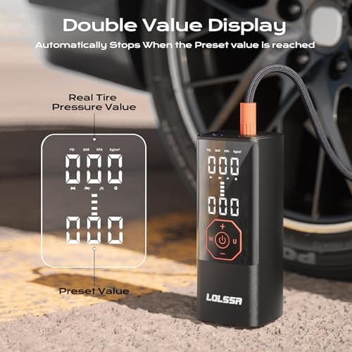 Tire Inflator Portable Air Compressor Air Pump for Car Tires Cordless Electric 180PS for Car, Motorcycle, Bike, Ball, with Tire Gauge Pressure-Black - Thumbnail 3