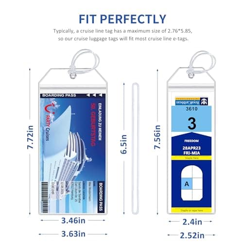 8 Pack Cruise Luggage Tag Holder, Cruise Essentials 2025 for NCL, Princess, Carnival, Royal Caribbean and Celebrity Cruise Luggage Tags for Travel Essentials by SEAVILIA - Thumbnail 2