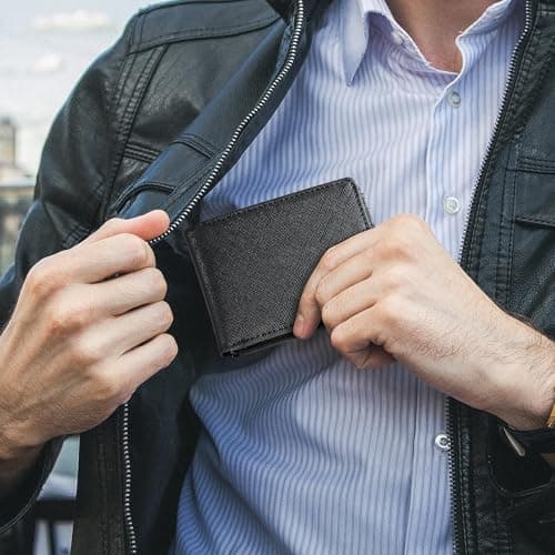 Gostwo Mens Wallet RFID Blocking Slim Minimalist Bifold Wallet with ID Window & Business Card Holder, Thin Front Pocket Design, Stylish Wallet for Men, Teen, Boyfriend, Husband - Thumbnail 6