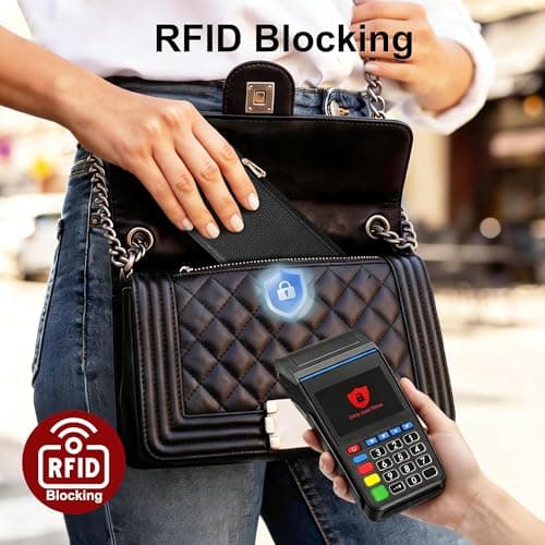 Tipmile Slim Wallet for Women, RFID Blocking Credit Card Holder, Ladies Bifold Wallet with Zipper, Black - Thumbnail 3