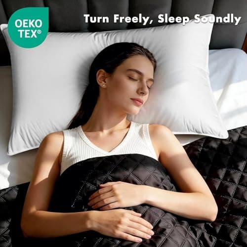 Baigee Goose Down Pillow Standard Size, Luxury Hotel Collection Bed Pillow for Sleeping,3-Chamber Design,Downproof,100% Cotton Shell (White, 19"x26") - Thumbnail 2