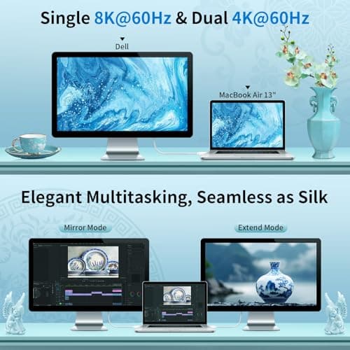 ZeroneTeck 40Gbps USB C Monitor Cable 5FT, USB4 for Thunderbolt 4/3, 8K/Dual 4K@60Hz Display, USBC Video and Data Cable, 2X Faster than USB C 3.2 Gen 2x2, 240W Charging for iPhone 17, Monitor, Carplay - Thumbnail 2