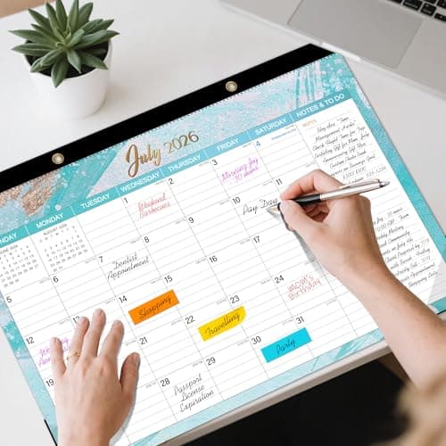 Tcamp Desk Calendar 2026-2027, Large Desktop/Wall Monthly Calendar (Jul. 2026 - Dec. 2027) 17'' x 12'', 18 Months Desk Pad Calendar for Home School Office - Thumbnail 3