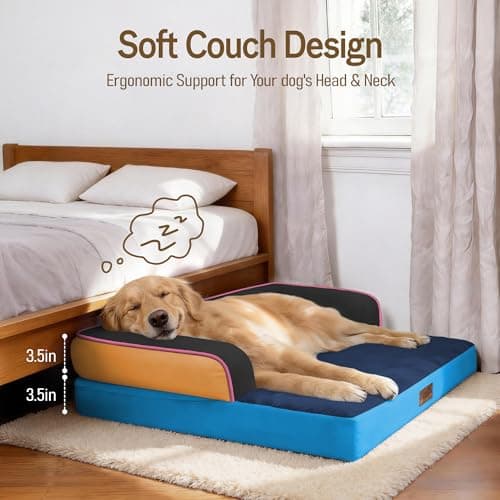 Comfort Expression Memory Foam Large Dog Bed Washable - Waterproof Orthopedic Dog Beds Pet Couch Memory Foam Sofa Bolster with Removable Cover - 36 x 27 - Thumbnail 3