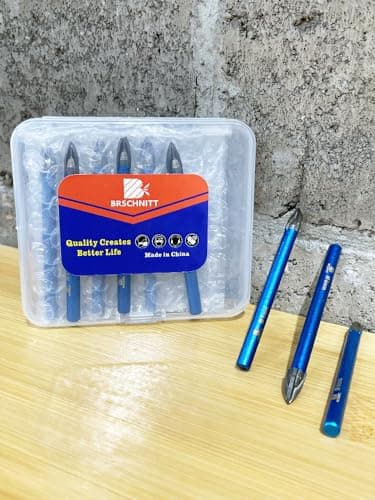 Masonry Drill Bit BRSCHNITT 1/4"*10pcs Carbide Tips Concrete Drill Bit Set for Pots Bottles Ceramic Tile Glass Brick Ceramic Round Shank - Thumbnail 6