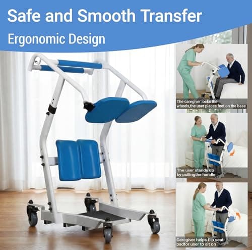 Sit to Stand Lift for Elderly with Wheels, One-Step Stand Assist Aid, Muscle Building, Patient Lift Transfer Chair for Home Care, Elderly Lift Assist Devices for Seniors Adults Disabled, 400 lbs - Thumbnail 4