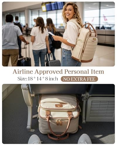MATEIN HER Personal Item Travel Backpack for Women with Hair Tool Bag, 18x14x8 inches Underseat Luggage Backpack, TSA Approved Carry on Bags for Frontier Airline fits 17" Laptop & 40 oz Tumbler - Thumbnail 3