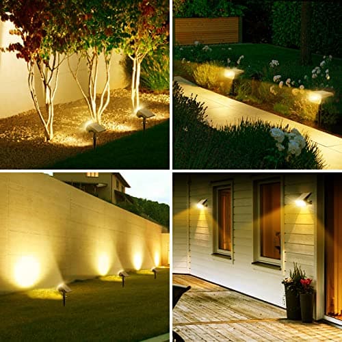 Fratink Solar Spot Lights Outdoor 8 Pack, IP65 Waterproof Solar Landscape Spotlights with 65 LEDs, 3 Lighting Modes Solar Garden Lights for Yard Pathway House Driveway (Warm White) - Thumbnail 2