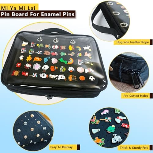 Mi Ya Mi Lai 5 Black binder 4 Space Pages Transparenter Pin Books For Collectors, Enamel Pin Display Pages Pin Carrying Case, Travel Brooch Pins Display Bag(5 Black binder 4 Spacers,Bag Only) - Thumbnail 3
