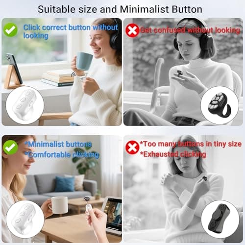 Scrolling Ring Remote for TikTok YouTube IG Shorts Video Landscape Portrait, Fingertip Wireless Scroller Page Turner Clicker for Kindle APP Compatible with iPhone iPad Android Phone Tablet (White) - Thumbnail 2