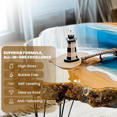 LEEYA RESIN Crystal Clear Epoxy Resin Kit 32OZ, No-Bubble, No-Yellowing, Self Leveling Resina Epoxica para Manualidades, Clear Resin Epoxy for Casting, Molds, Painting, Jewelry, Art Crafts 1:1 Ratio - Thumbnail 4