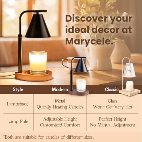 Marycele Black Candle Warmer Lamp with Timer, Height Adjustable Electric Lamp Candle Warmer, Black Home Room Decor Aesthetic, Birthday Gifts for Women Men - Thumbnail 6