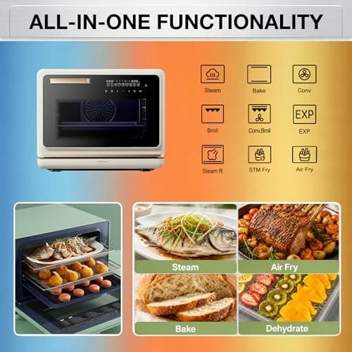 ROBAM R-Box Pro Countertop Combi Steam Oven White, Air Fryer Toaster Oven with EXP, 1.2 cu. ft. XL Capacity, 1800W Steam Fry Technology, 86-446°F Precision, 32 Presets, Easy-to-Clean Enamel Interior - Thumbnail 2