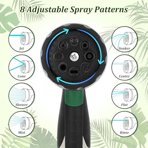 MORROWIND Garden Hose Nozzle, Heavy Duty Metal Water Nozzle with 8 Adjustable Spray Patterns, High Pressure Ergonomic Flow Control for Watering Plants, Lawns, Washing Cars, Pets, Black with Green - Thumbnail 3