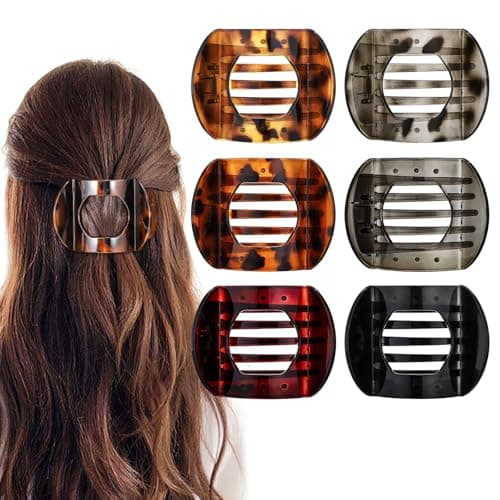 Obeoby 6 PCS Flat Hair Clips, Medium Flat Claw Clips French Hair Barrettes Accessories for Women Girls (Tortoiseshell) - Image 1