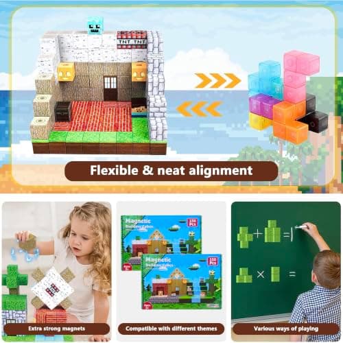 APUNOL 150 PCS Magnetic Blocks for Kids – STEM Magnetic Building Blocks Set, Magnetic Blocks for Boys & Girls Ages 3‑12, Creative Construction Toy Christmas & Birthday Gift - Thumbnail 6