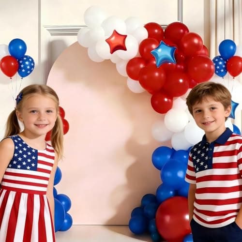 Red White Blue Balloon Garland Arch Kit 160Pcs Red White Blue Latex Balloons with Star Foil Balloons for 4th of July Nautical Patriotic Baseball Birthday Party Decorations - Thumbnail 3